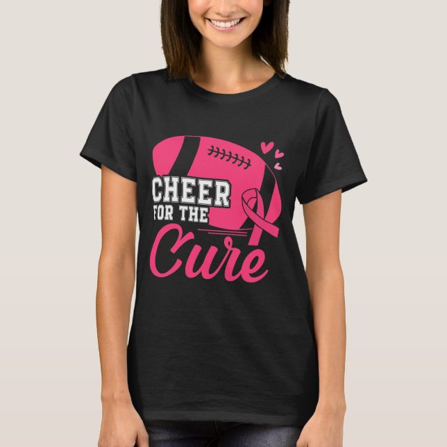 Cheer för Rosa Ribbon Football Breast T Shirt (Framsida)