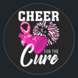 Cheer for the Cure Breast Cancer Awareness Month C Runt Klistermärke<br><div class="desc">Cheer för den rena bröstcanceruppmärksamheten 1 månad</div>