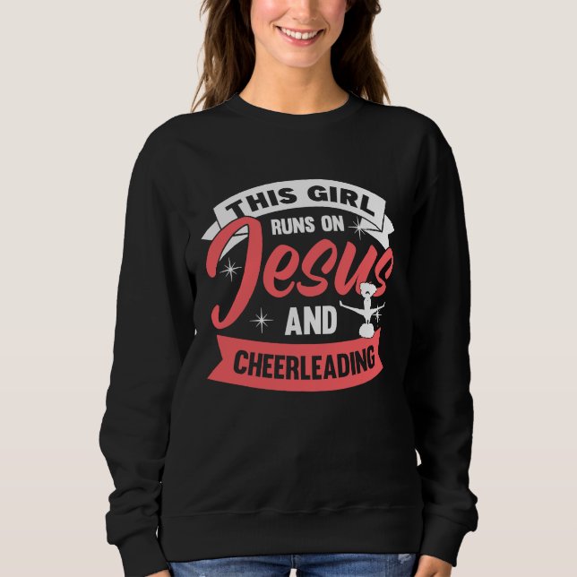 Cheer Girl This Girl Runs on Jesus and Cheerleadin T Shirt (Framsida)