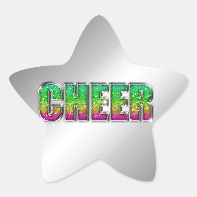 Cheer Glitter Rainbow Stjärnformat Klistermärke (Framsida)