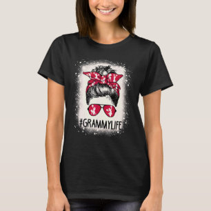 Cheer Grammy Life Messy Bun Cheerledare Bleached M T Shirt