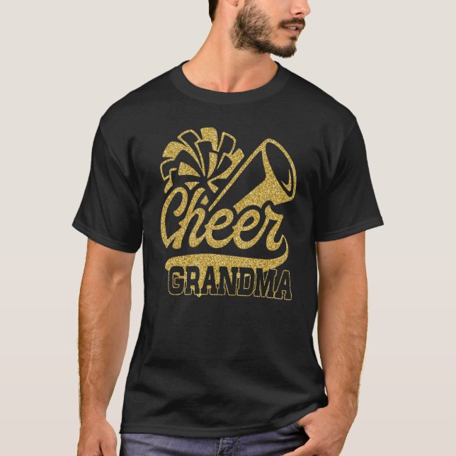 Cheer Grandma Biggest Fläkt CheerLeader Mors dag T Shirt (Framsida)