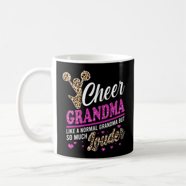 Cheer Grandma Biggest Fläkt Leopard Print and Pom  Kaffemugg (Vänster)