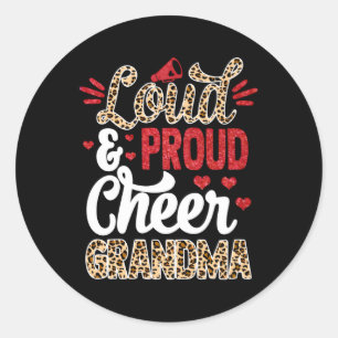 Cheer Grandma Biggest Fläkt Leopard Print and Pom Runt Klistermärke