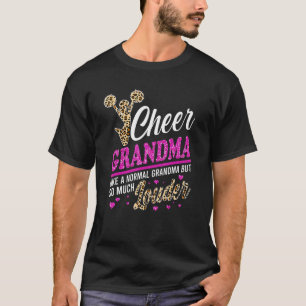 Cheer Grandma Biggest Fläkt Leopard Print and Pom  T Shirt