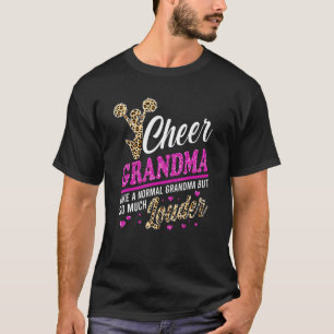 Cheer Grandma Biggest Fläkt Leopard Print and Pom  T Shirt