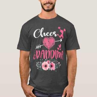 Cheer Grandma Blommigt Funny CheerLeader Heart Day T Shirt
