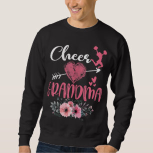 Cheer Grandma Blommigt Funny CheerLedare Heart Mot Lång Ärmad Tröja