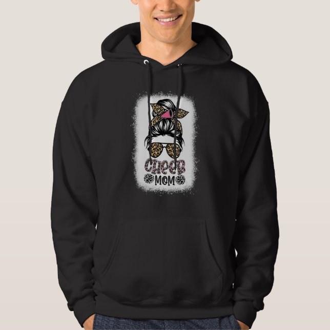 Cheer Granny Leopard Messy Bun Cheerledare Bleache Hoodie (Framsida)