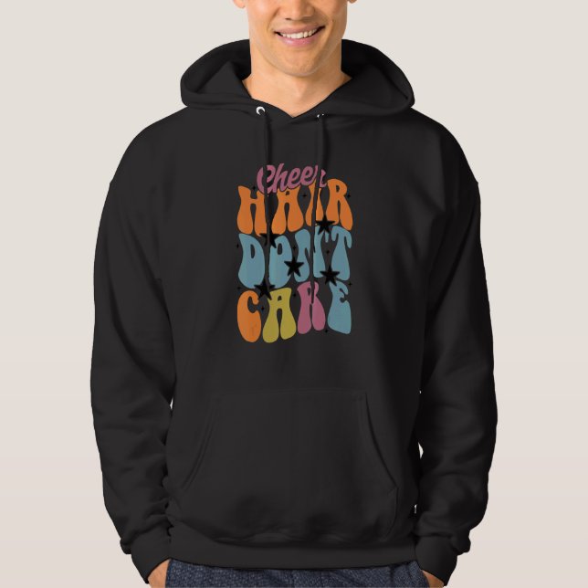 Cheer Hair Don't Care Cute Cheerleading Girls Hoodie (Framsida)