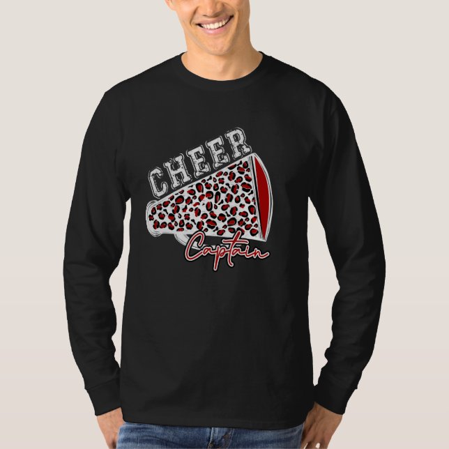 Cheer KAPTEN Leopard Gepard Megafon Maroon Tre T Shirt (Framsida)