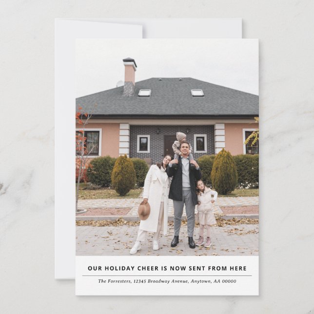 Cheer kommer nu härifrån Helgdag Flytta Notice Julkort (Framsida)