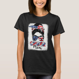 Cheer-ledare 4 juli Cheer Mamma American Flagga Pa T Shirt
