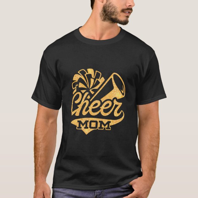 Cheer Mamma Biggest Fläkt CheerLedare Black Gult G T Shirt (Framsida)