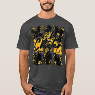 Cheer Mamma Blixt Bolt Cheer Leopard Black Guld T Shirt