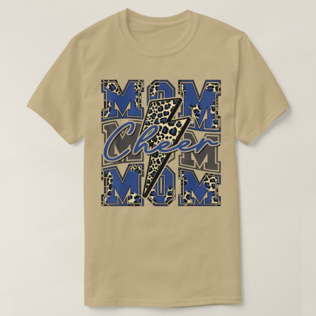 Cheer Mamma Blixt Bolt Cheer Leopard Blue T Shirt (Design framsida)