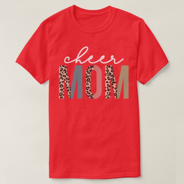 Cheer Mamma Leopard Cheerledare Bleached Mors dag T Shirt (Design framsida)