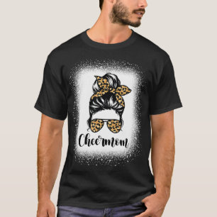 Cheer Mamma Leopard Messy Bun Älskare Mor Älskare T Shirt