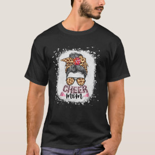 Cheer Mamma Leopard Messy Bun Cheerledare Bleached T Shirt