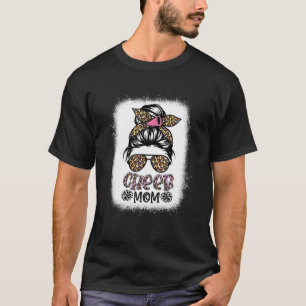 Cheer Mamma Leopard Messy Bun Cheerledare Bleached T Shirt