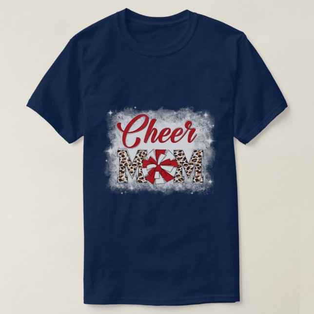 Cheer Mamma Leopard Pom Cheerlead Bleached Des T Shirt (Design framsida)