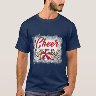 Cheer Mamma Leopard Pom Cheerlead Bleached Des T Shirt