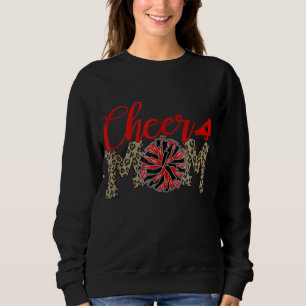 Cheer Mamma Leopard Print Black and Red Pom Pom Po T Shirt
