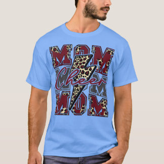 Cheer Mamma Lightning Bolt Cheer Leopard Maroon T Shirt
