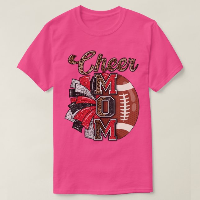 Cheer Mamma Maroon Leopard Brev Cheer Pom Poms3 T Shirt (Design framsida)