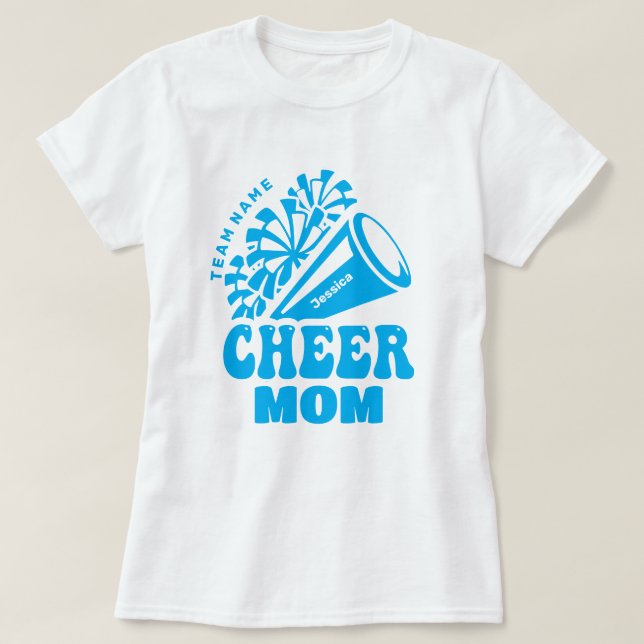 Cheer Mamma med Anpassningsbar Team Namn & Namn T Shirt (Design framsida)