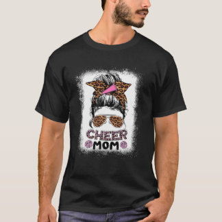 Cheer Mamma Messy Bun Proud Cheerledare Mamma Mor T Shirt