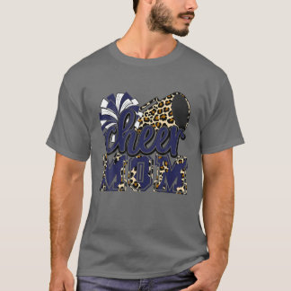 Cheer Mamma Navy Leopard Cheer Poms T Shirt