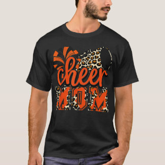 Cheer Mamma Orange Leopard Cheer Poms Megafone T Shirt
