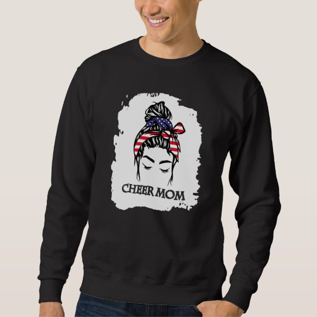 Cheer Mamma USA flagga 1 Lång Ärmad Tröja (Framsida)