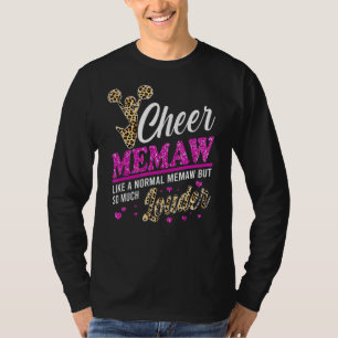 Cheer Memaw Biggest Fläkt Leopard Print and Pom Po T Shirt