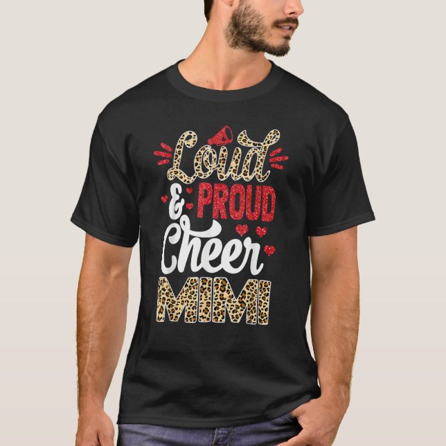 Cheer Mimi Biggest Fan Leopard Print And Pom Pom T Shirt (Framsida)