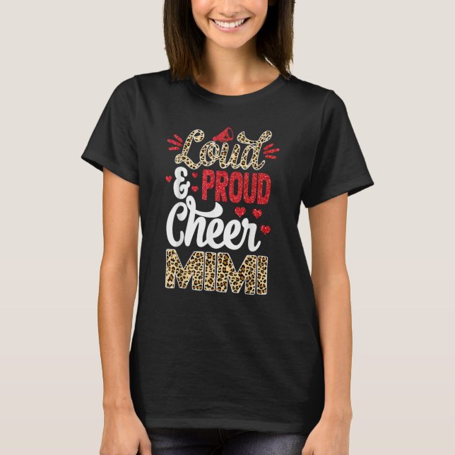 Cheer Mimi Biggest Fan Leopard Print And Pom Pom T Shirt (Framsida)