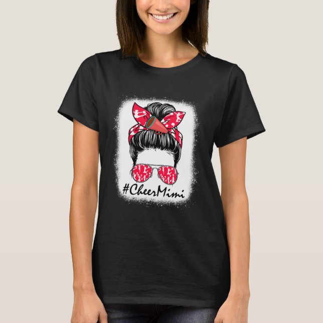 Cheer Mimi Life Messy Bun Cheerleader Mothers Day  T Shirt (Framsida)