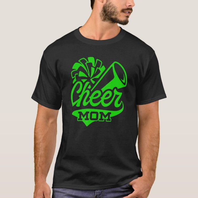 Cheer Mom Biggest Fan Leopard Print Black And Gree T Shirt (Framsida)