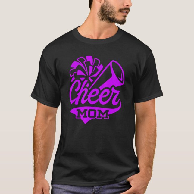 Cheer Mom Biggest Fan Leopard Print Black And Pupl T Shirt (Framsida)