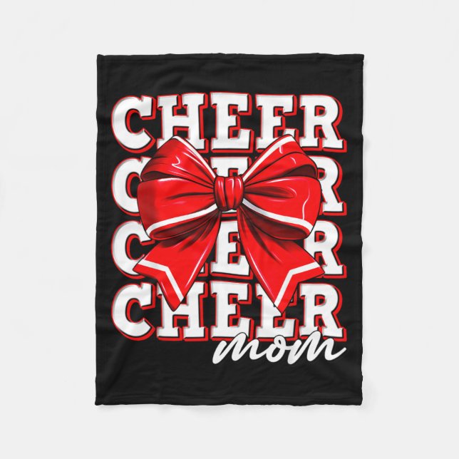 Cheer Mom Cheerleader Bow Biggest Fan Red Team  Fleecefilt (Framsidan)