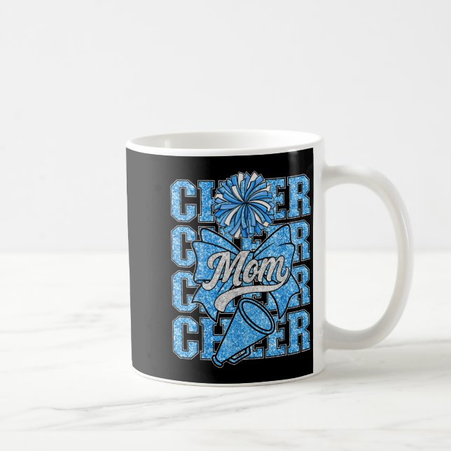 Cheer Mom Mama Bow Srt Cheerleading Squad Blue Che Kaffemugg (Höger)