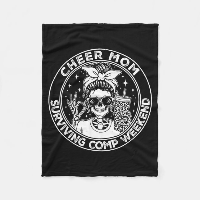 Cheer Mom Surviving Comp Weekend Funny Cheerleadin Fleecefilt (Framsidan)