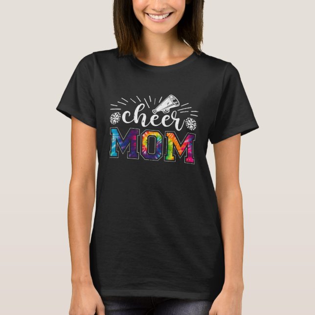 Cheer Mom Tie Dye Print Proud Cheerleader Mom Moth T Shirt (Framsida)