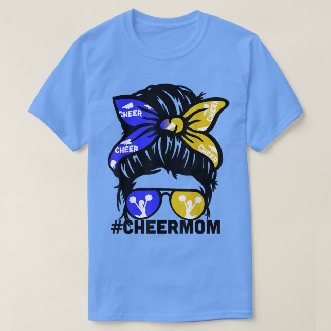 Cheer Mor Mamma Blue & Guld CheerLeader Mamma Mes T Shirt (Design framsida)