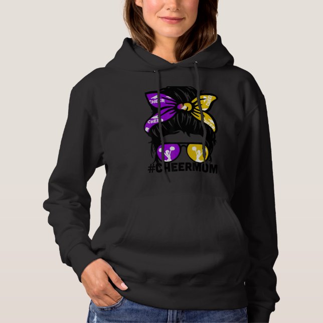 Cheer Mor Mamma Puple & Guld Cheerlead Mamma Me T Shirt (Framsida)