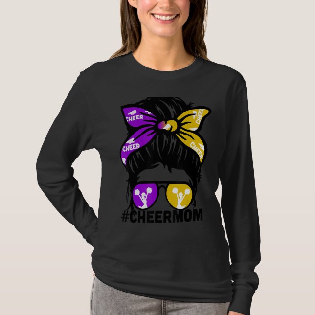 Cheer Mor Mamma Puple & Guld Cheerlead Mamma Me T Shirt (Framsida)