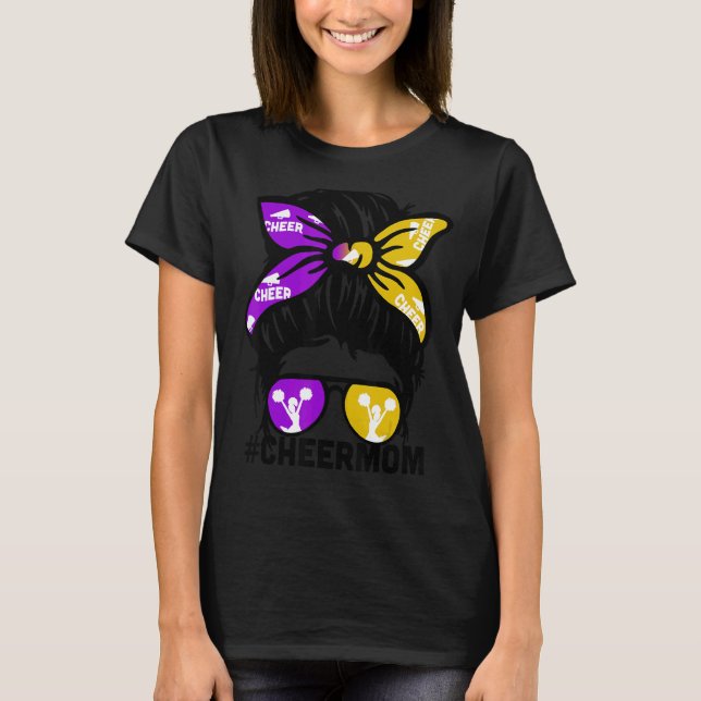 Cheer Mor Mamma Puple & Guld Cheerlead Mamma Me T Shirt (Framsida)