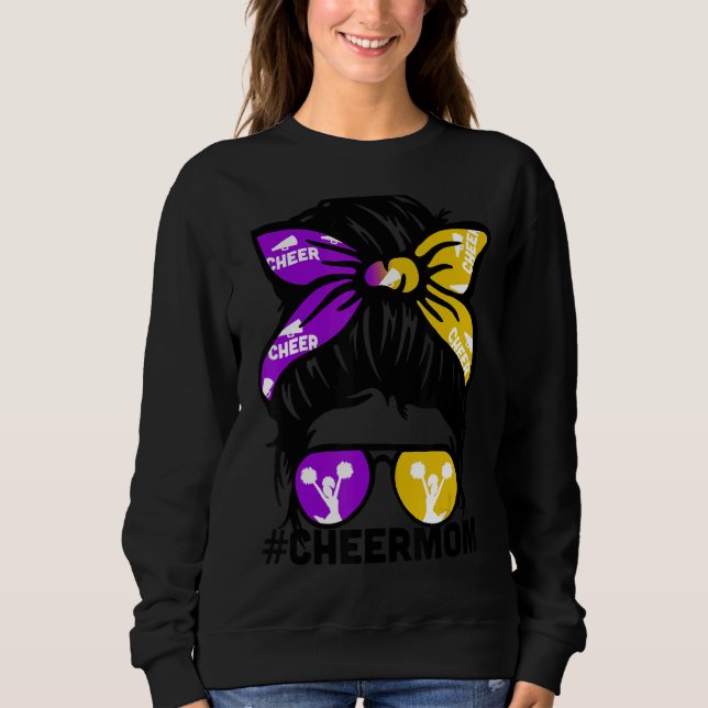 Cheer Mor Mamma Puple & Guld Cheerlead Mamma Me T Shirt (Framsida)