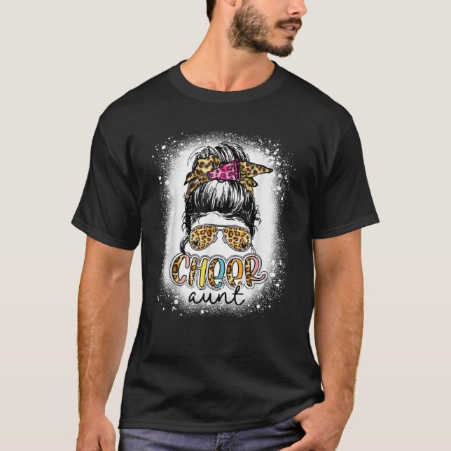 Cheer Moster Leopard Messy Bun CheerLeader Mor D T Shirt (Framsida)